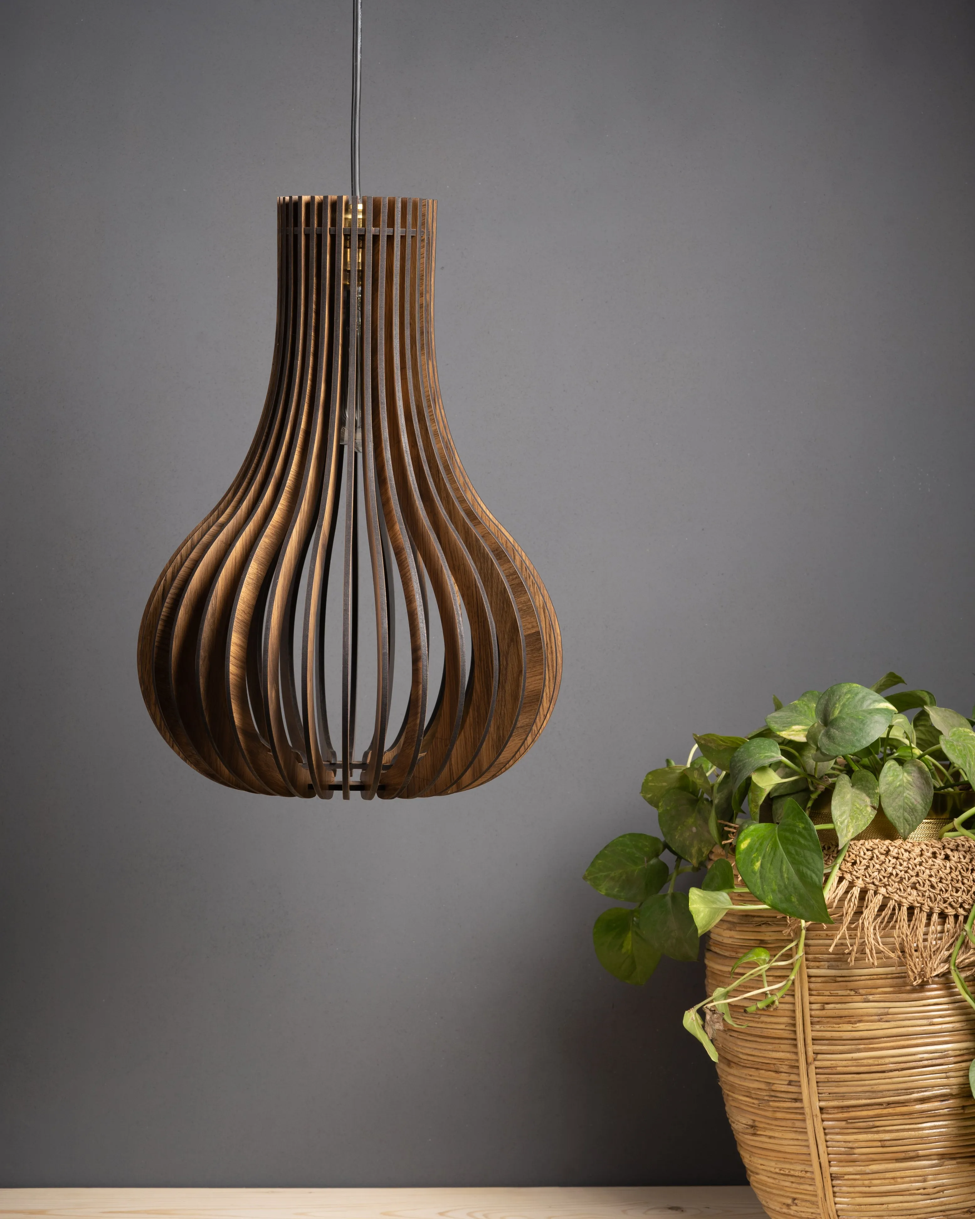 Barua  Ceiling Pine Wood Lamp